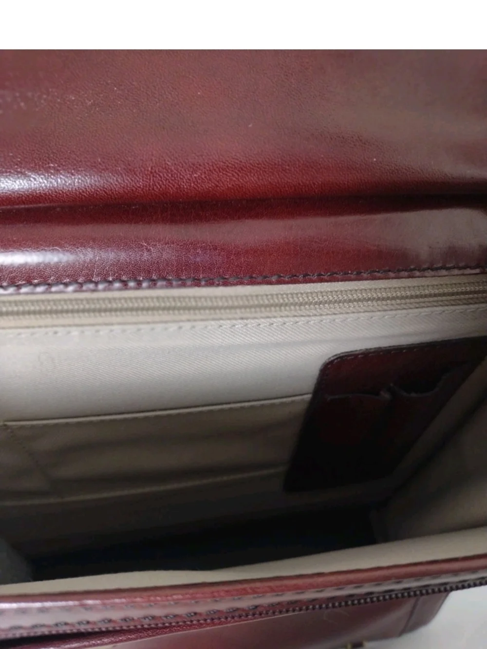 Classic Burgundy Leather Briefcase with Gold Hardware